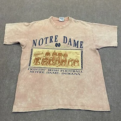 $49.99 • Buy VTG Notre Dame Single Stitch Shirt Adult Large Tie Dye Graphic Made USA Nutmeg