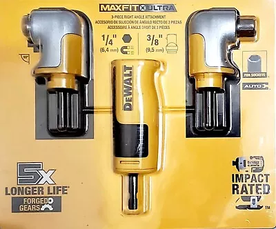 DEWALT MAXFIT ULTRA 3pc Right Angle Attachment Set DWAMRA238 ¼ -Hex-⅜   Socket🆕 • $34.89