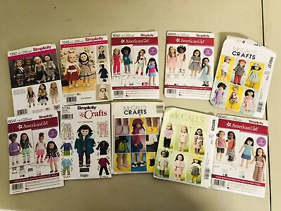 (10) 18  DOLL Clothes Sewing Patterns Lot Simplicity McCalls American Girl • $30