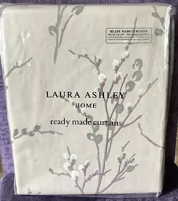 Laura Ashley Pussy Willow Natural R/Made Curtains -  64 W X 90 L (162cm X 229cm) • £135
