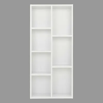 Wooden 7Cube Tall Bookcase Shelving Display Shelf Storage Cabinet Slim Organizer • £45.95