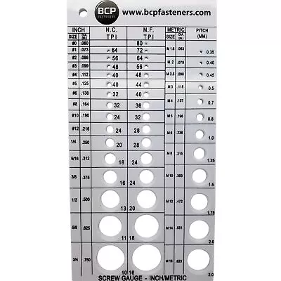 Screw Thread Gauge | Metric And SAE | Recommends Drill Bit & Tap Size (BCP675) • $18.95