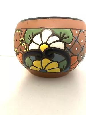 Mexican Ceramic Flower Pot Planter Folk Art Pottery Handmade Talavera • $12.99