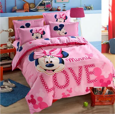 Duvet  Mickey Minnie Mouse Single Double Pillow*Case UK Cover Bedding Set • £15.54