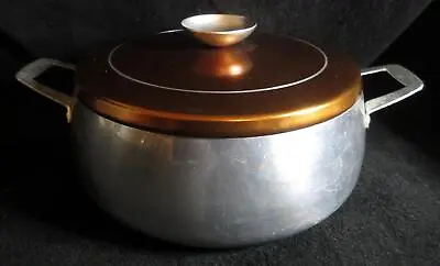 Vintage Regal Ware Aluminum Pan Dutch Oven Stock Pot Double Handle Gold Tone Lid • $17.99