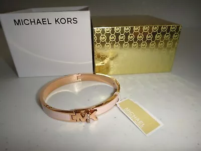 Michael Kors Haute Rose Gold Blush Pink Enamel Bangle Bracelet MKJ7707791 + BOX • $82.49