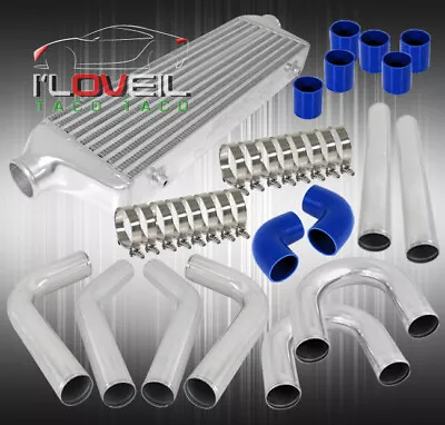 Bar & Plate Aluminum Intercooler + 2.5  Polish U-Piping Kit Blue Couplers • $204.99