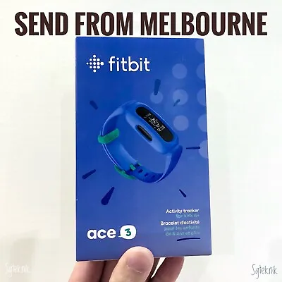 NEW Fitbit Ace 3 Kids Activity Tracker Step Sport Smart Watch Cosmic Blue Green • $92.59