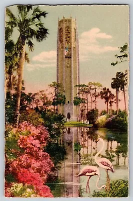 Postcard Bok Singing Tower Mountain Lake Florida Flamingos Chrome • $3.75