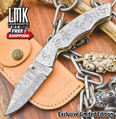 Forged Fire 440C Steel Folding Knife Damascus Liner Lock Hunter Best Selling • $0.99