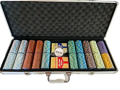 500pc 14g  Heavy Clay Monte Carlo Casino 500 Poker Chips Chip Set  Poker  Night • $149.99