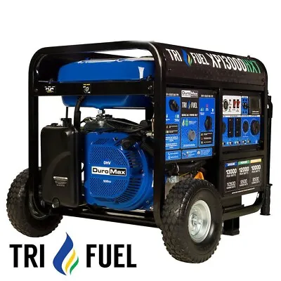 DuroMax XP13000HXT 13000-Watt 500cc Tri Fuel Gas Propane Natural Black/Blue • $1999.99
