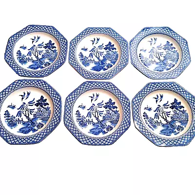 Lot6 Royal Staffordshire J&G Meakin Willow Octagon Bread & Butter Plates England • £53.03