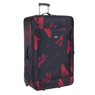£47.95 • Buy Large/Extra Large Lightweight Luggage Trolley Suitcase Travel Bag- Rose & Tulips
