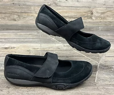 Merrell Mimosa Lina Mary Jane Comfort Shoes Black Suede Leather Womens 9 • $18