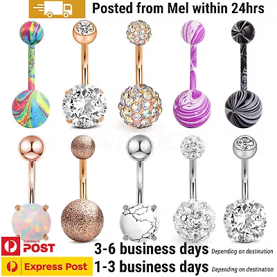 5PCS Belly Rings Piercing Bar Opal Candy Mix Navel Button Barbell Surgical Steel • $9.99