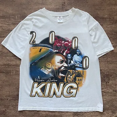 Vintage Martin Luther King Jr Rap Tee T-Shirt Size Large White 2000 Double Sided • $79.99
