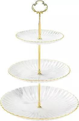 Ceramic Tiered Marble Texture 3 Tier Cake Stand Afternoon Tea Stands • £19.99