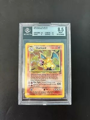 2000 POKEMON BASE SET 2 HOLO CHARIZARD #4 BGS 8.5 NM-MT+ W/ 9 Center ! • $1.25