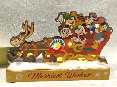 Disney SANTA MICKEY & FRIENDS Merriest Wishes Light-Up Wood Figure NEW Christmas • $29.99