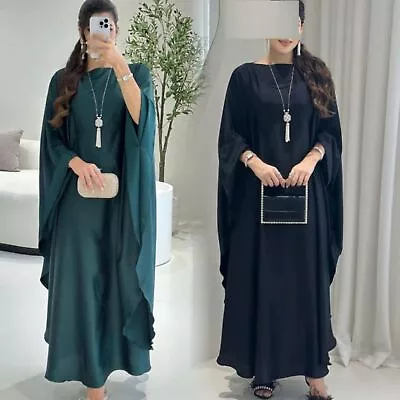 Muslim Islamic Ramadan Dress Women Clothing Dubai Abaya Kaftan Bat Sleeve Gown • $25.67