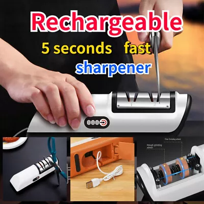 Electric Knife Sharpener USB Professional Kitchen Scissor Knife Sharpening Tool • $23.88