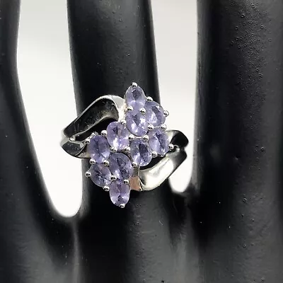 925 Sterling Silver 10 Stone African Tanzanite Ring Size 7 • $78.36