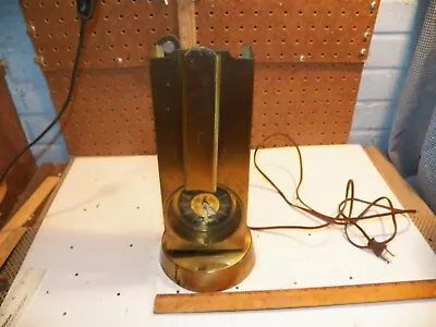 Vintage Art Deco STNOLA Tower Brass Tone Lamp & Clock W/ LANSHIRE Clock • $25.99