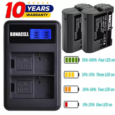 2x 2.8Ah EN-EL15 Battery For Nikon D7000 D7100 D750 D600 D800 Camera & Charger • $19.99