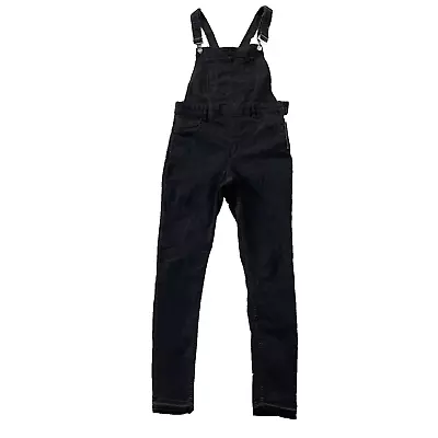 DIVIDED H&M Black Denim Overalls Women's 14 Dark Jean Cover Casual Work Wear 14 • $15.40