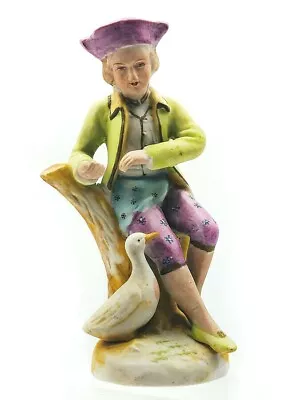 Vintage Victorian Bisque Porcelain Boy Maruri Japan Hand Painted W/Goose. • $25.99