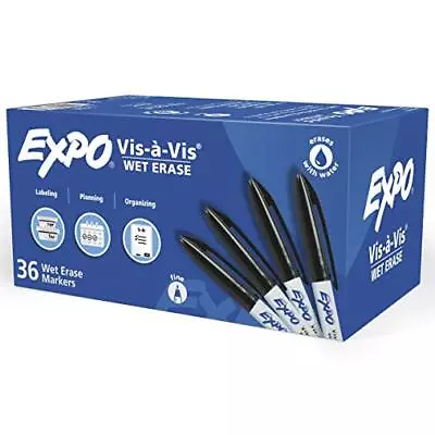 EXPO Vis-a-Vis Wet Erase Markers Fine Point Black 36 Count  • $50.43