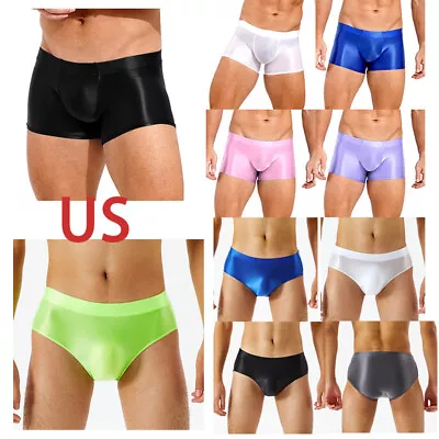 US Sexy Mens Underwear Boxer Briefs Soft Silky Underpants Trunks Swimming Shorts • $7.43