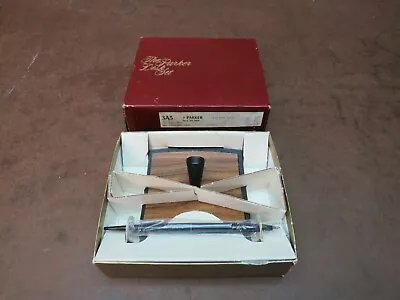 Parker Vintage Jotter Single Ball Pen Desk Set--3A5 --slate And Teakwood In Box • $40