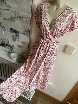 New Stunning Size M 10-12 Floral Ditsy Midi Dress Tea Vtg Wrap Maxi • £12.95