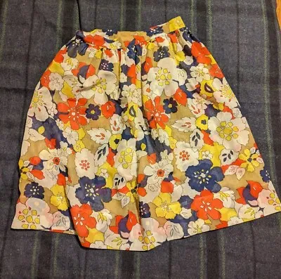 Vintage 60s 70s Bright Flower Power Floral Maxi Skirt Talon ZIP Size 28 Hippy • $29.88