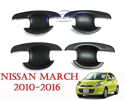 Matt Black Door Handle Bowl Cover Fits Nissan Micra March Hatchback 2010 - 2016 • $50.60