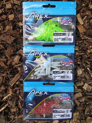 Lot Of 3 Packages - Apex Tackle - 1  Curly Tail Grub - 3 Colors - 12 Per Package • $9.99