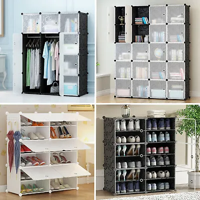 £36.99 • Buy Plastic Storage Wardrobe Clothes Shoe Shelf Organizer Cupboard Closet Cabinet