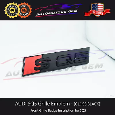 Audi SQ5 Front Grille Badge GLOSS BLACK Emblem S Line Inscription Nameplate Q5 • $32.99