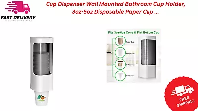 Cup Dispenser Wall Mounted Bathroom Cup Holder 3oz-5oz Disposable Paper Cup New • $21.40