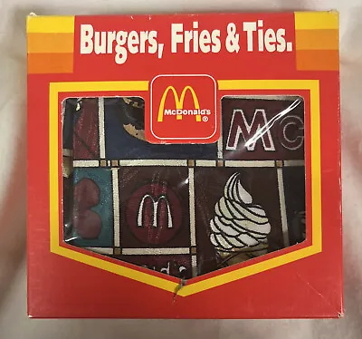 Mcdonalds Collectibles  Burger Fries & Ties Silk Tie With Picture Of Food 68 • $22