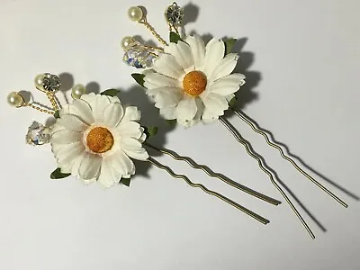 Pretty Daisy Hair Pins Silver Gold Black Or Rose Gold Wire Choose Amount Lot • £12.99