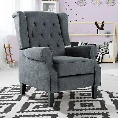 TAUS Contemporary Fabric Tufted Pushback Recliner Accent Chair Single Sofa Gray • $174.76