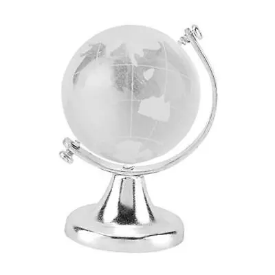 3D World Globe Crystal Glass Ball Mini Clear Round Earth Sphere Silver • $12.48