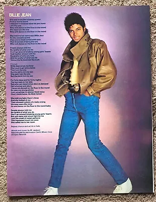 MICHAEL JACKSON - BILLIE JEAN 1983 Full Page UK Lyric Poster • $4.99