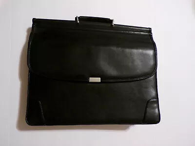 Gabbiano Black Leather Professional Bag Executive Brief Case Double Sided • $24.98