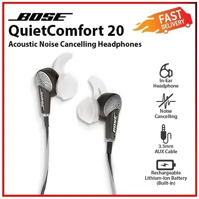 Bose QuietComfort20 Acoustic Noise Cancelling QC20 IOS/Android Headphone Earbuds • $195