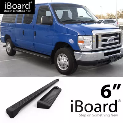 IBoard Running Boards 6-inch Matte Black Fit 99-14 Ford Econoline Full Size Van • $325