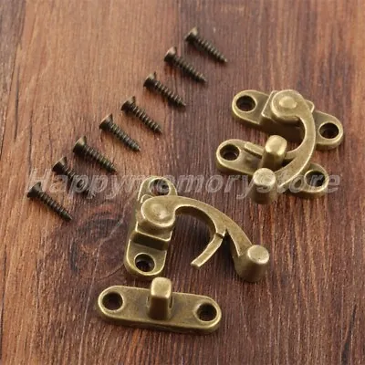 $5.14 • Buy 2x Vintage Design Decor Jewelry Gift Wine Wooden Box Hasp Latch Hook With Screws